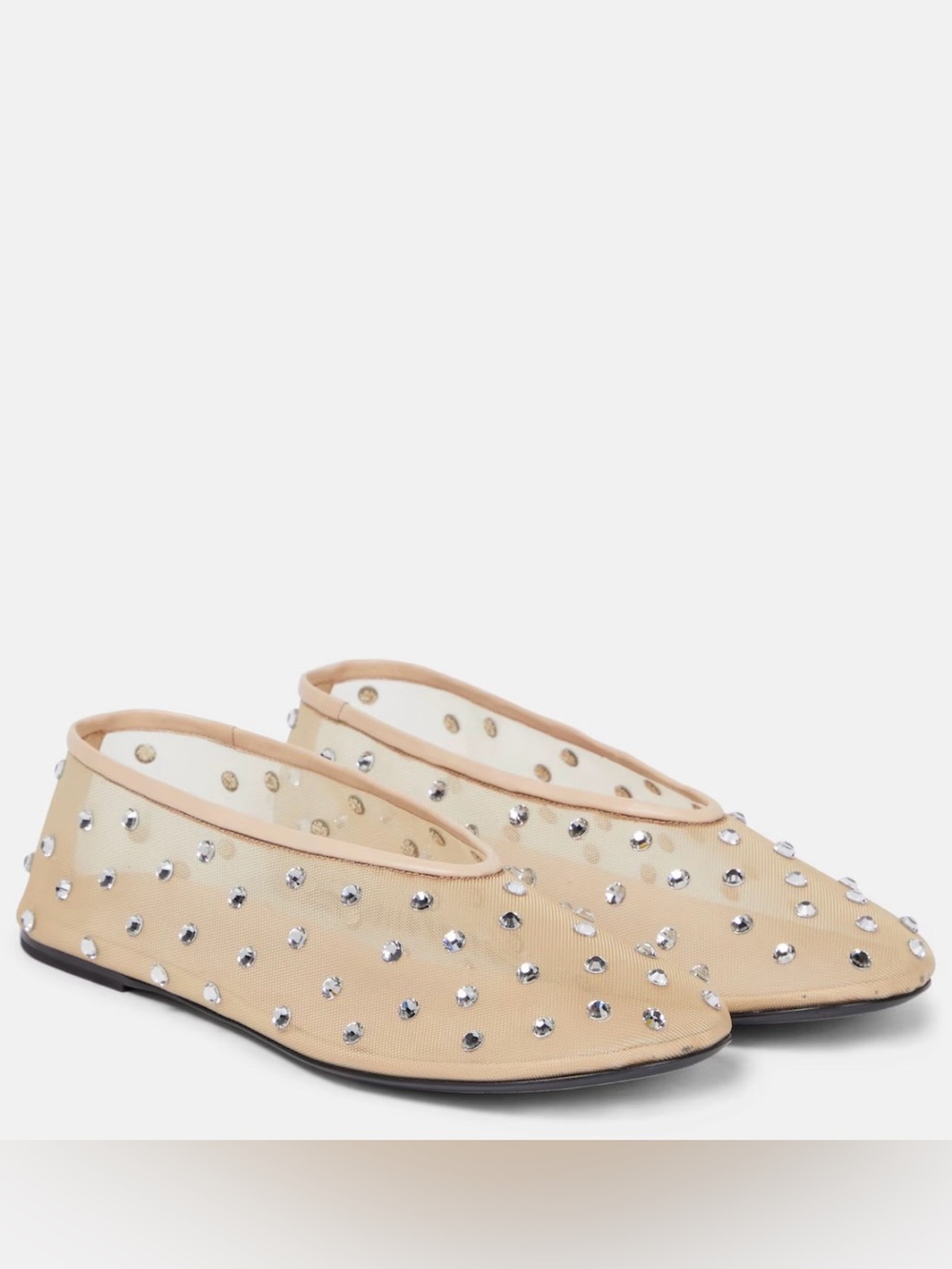 Khaite Studded Beige Mesh Ballet Flats